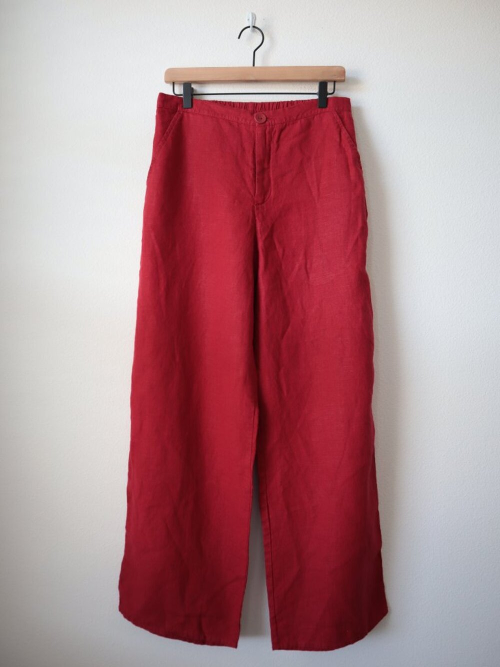 FLAX Red Linen High Rise Wide Leg Trouser | S